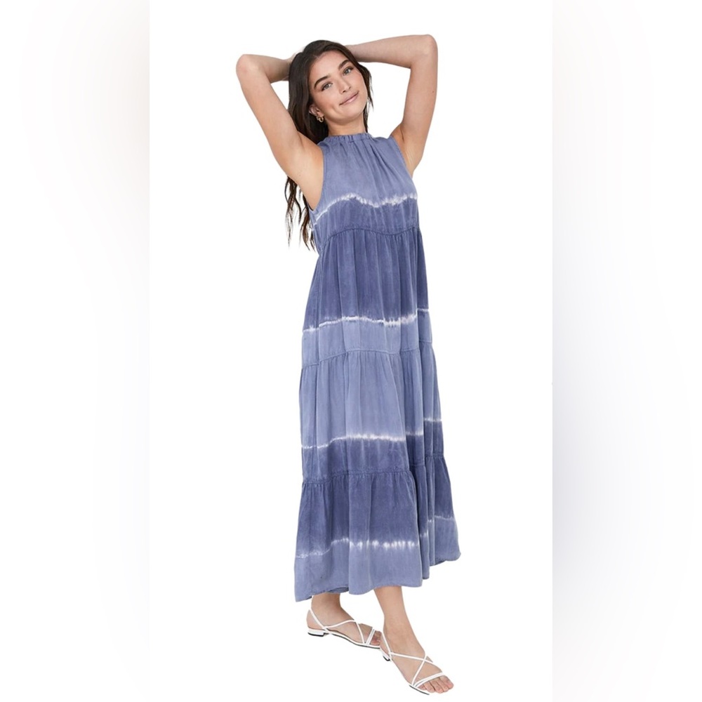 Bella Dahl Indigo Stripe Sleeveless Midi Dress